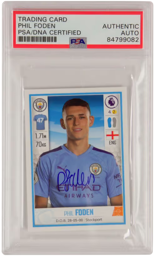 Phil Foden Signed 2020 Panini Premier League Sticker #365 – PSA Authentic