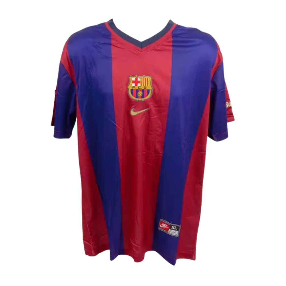 Patrick Kluivert Signed FC Barcelona Home Soccer Jersey #19 with Beckett COA