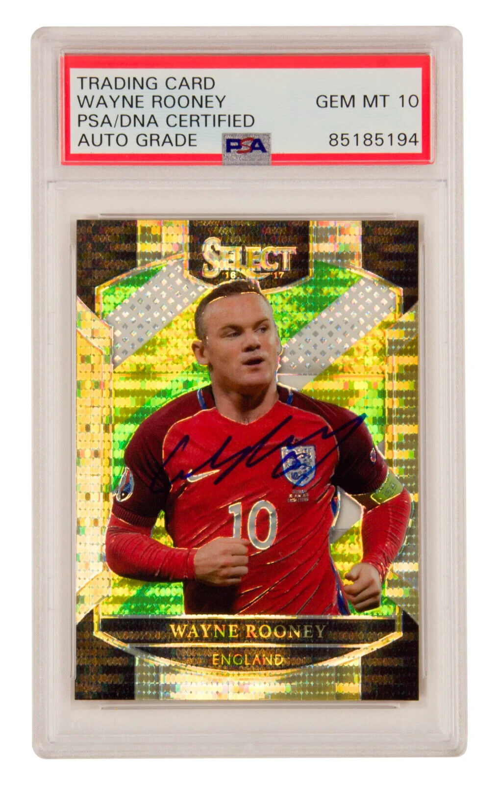 Wayne Rooney Signed 2016-17 Panini Select Soccer Prizm #17 – PSA 10 Autograph