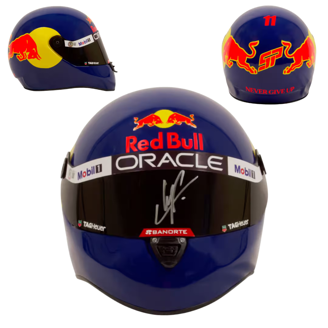 Sergio Perez Signed Formula 1 RedBull Helmet Full Size Replica with Beckett COA