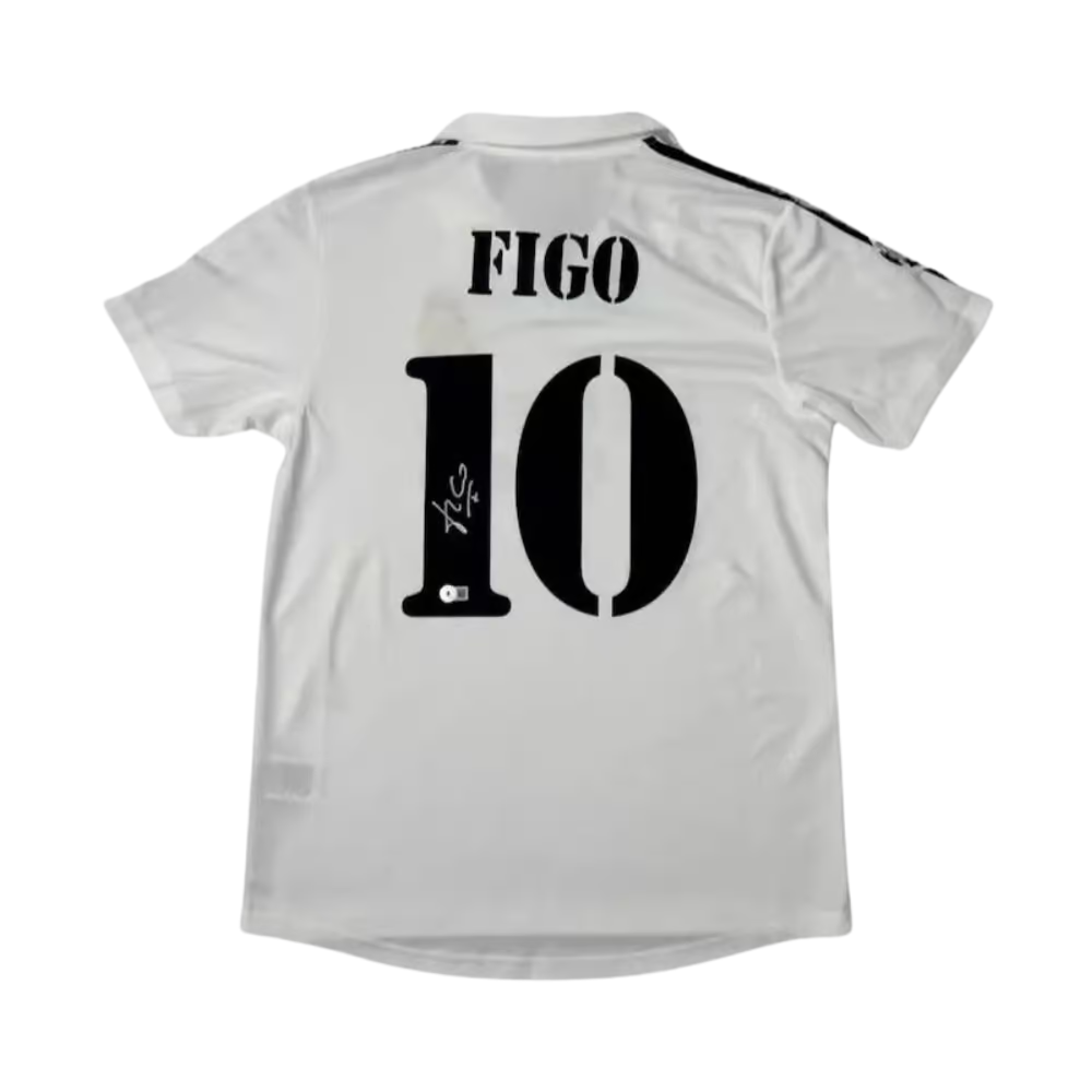 Luis Figo Signed Real Madrid FC Home Soccer Jersey #10 with Beckett COA