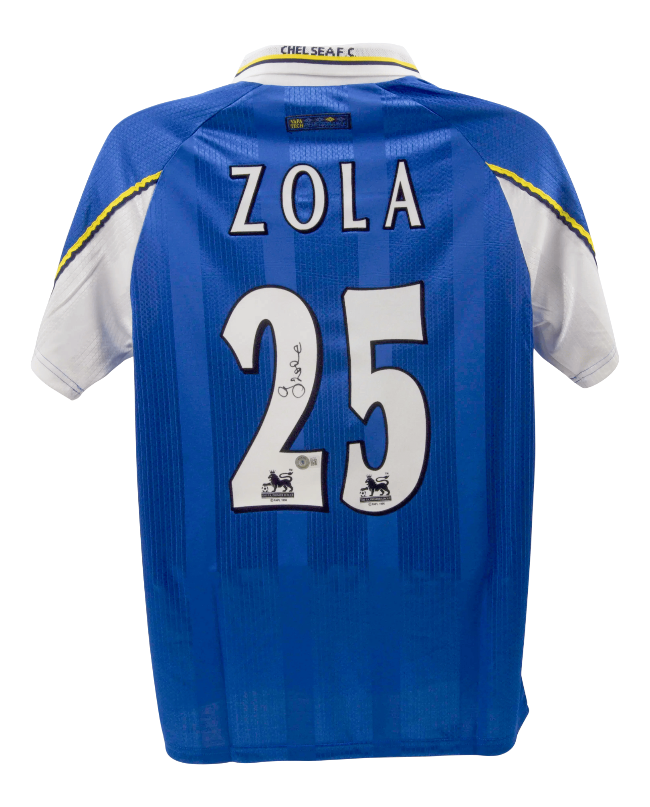 Gianfranco Zola Signed Chelsea Home Soccer Jersey #25 with Beckett COA