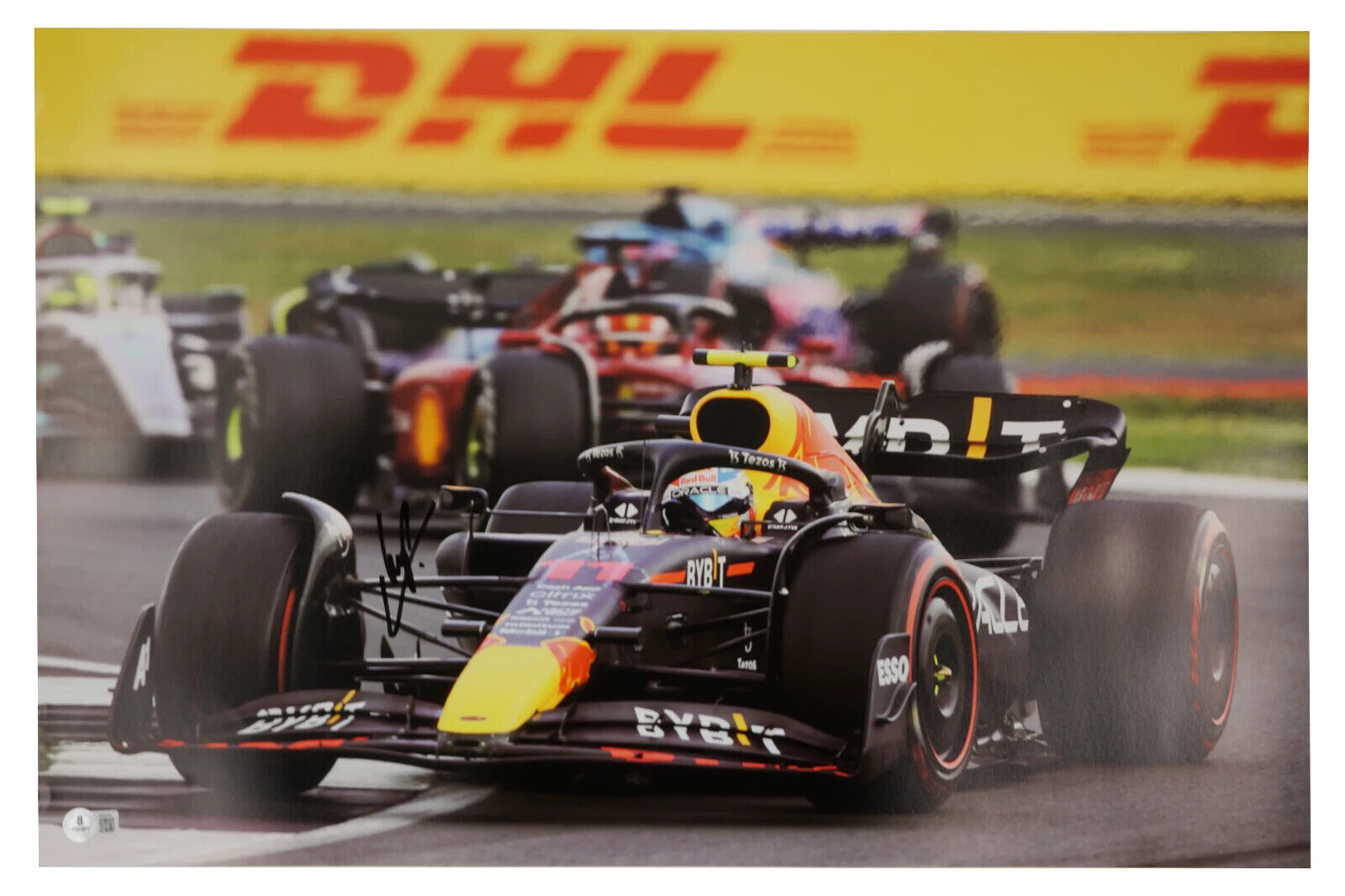 Sergio Perez Signed Formula 1 Racing Print Size 16″ x 20″ with Beckett COA