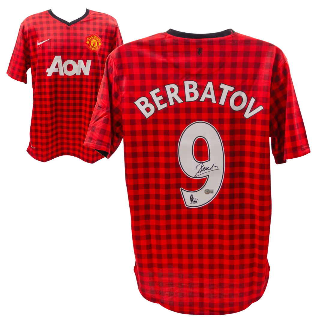 Dimitar Berbatov Signed Manchester United Home Soccer Jersey #9 with Beckett COA