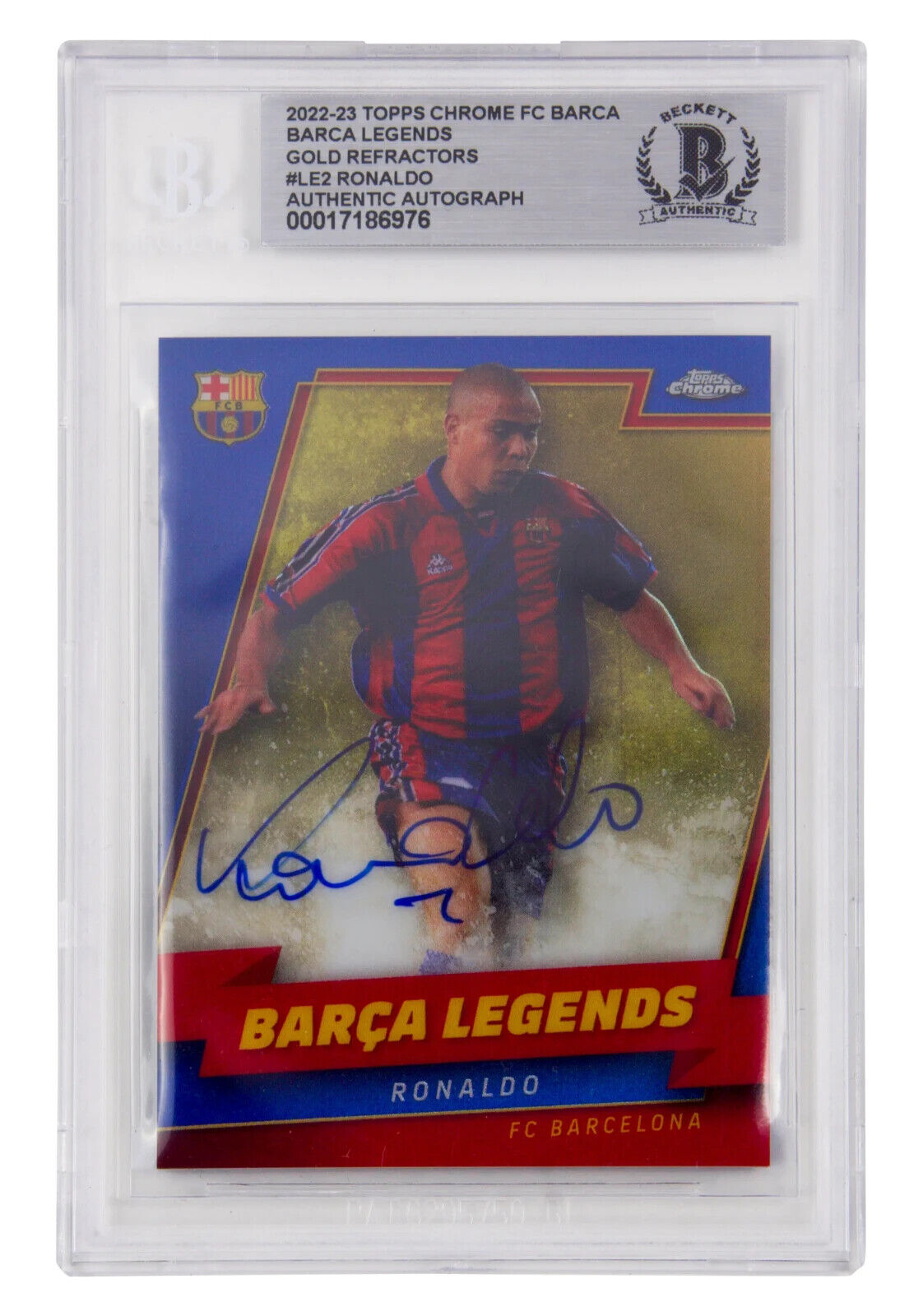 Ronaldo Nazario Signed 2022-23 Topps Chrome FC Barca Gold /50 – BGS Authentic