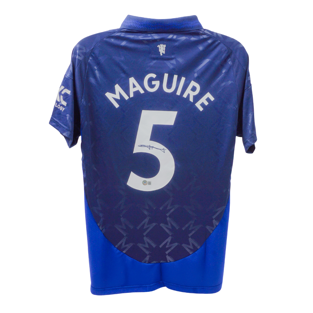 Harry Maguire Signed Manchester United Away Soccer Jersey #5 with Beckett COA