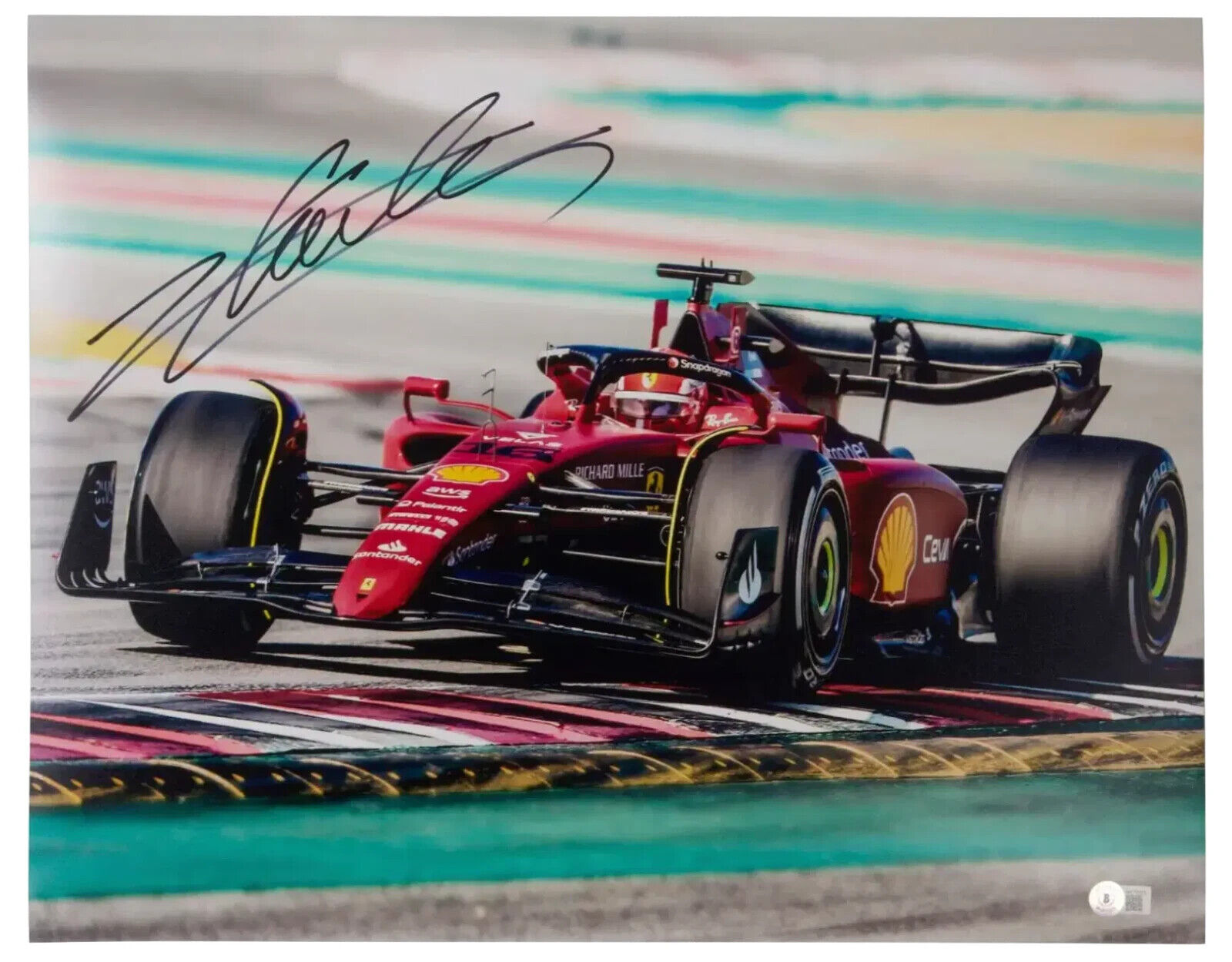 Charles Leclerc Signed Formula 1 Racing Print Size 16″ x 20″ with Beckett COA