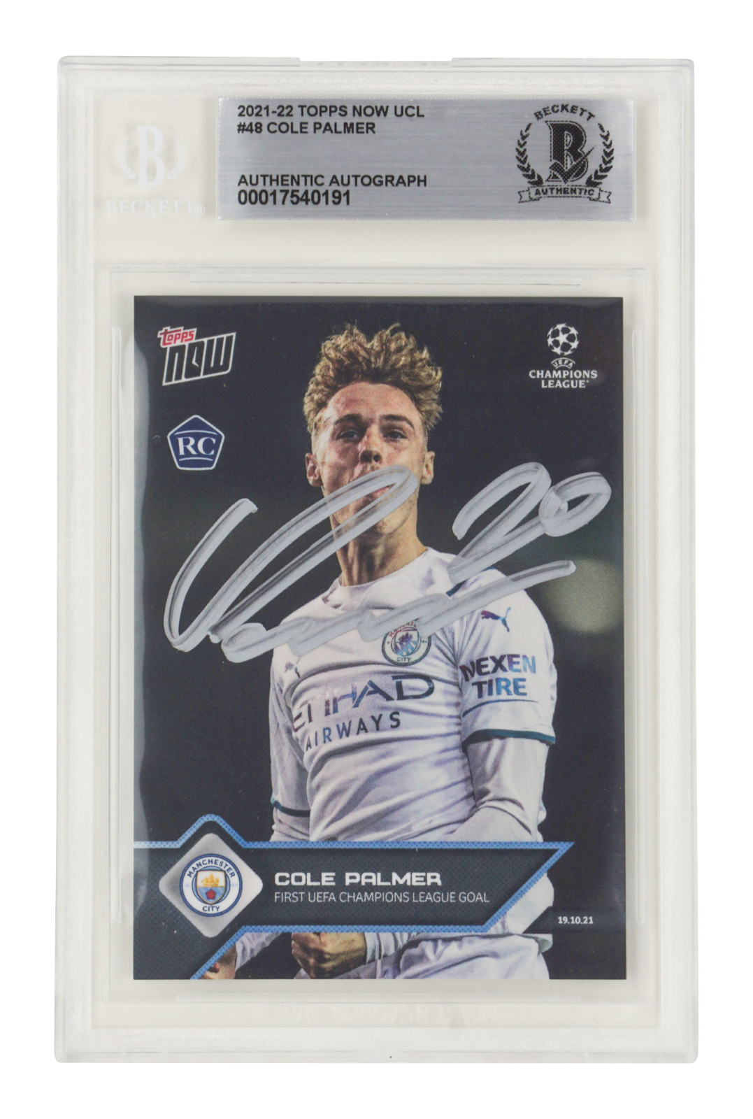 Cole Palmer Signed 2021-22 Topps Now UCL #48 Rookie Card - BGS Authentic