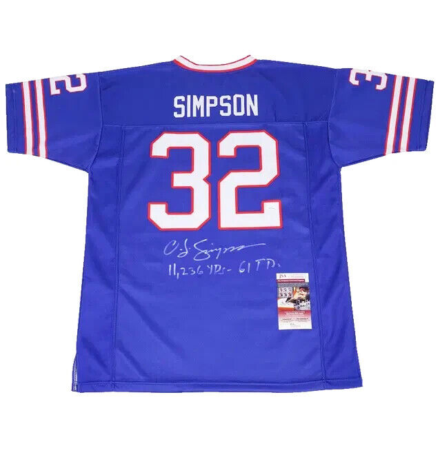 O.J. Simpson Signed Buffalo Bills Football Jersey Inscribed 11,236 Yds with JSA