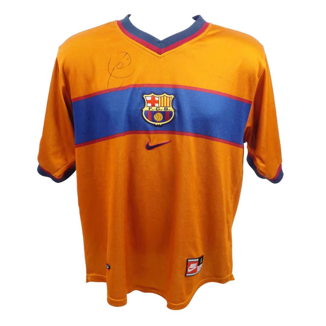 Xavi Hernandez Signed FC Barcelona Away Vintage Soccer Jersey with Beckett COA