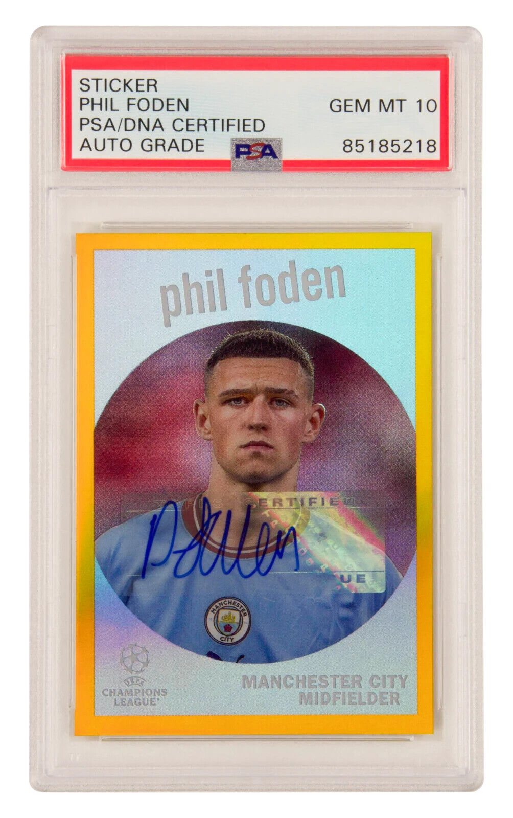 Phil Foden Signed 2022 Topps UCC Chrome Gold Refractor /50 – PSA 10 Autograph