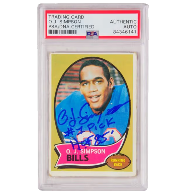 O.J Simpson Signed 1970 Topps Inscribed “#1 Pick HOF 85” – PSA Authentic