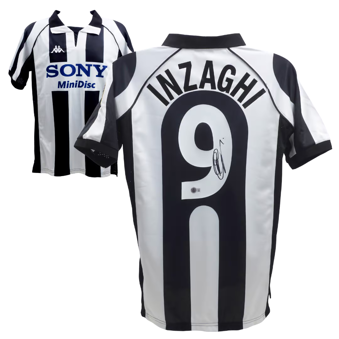 Filippo Inzaghi Signed Juventus FC Home Soccer Jersey #9 with Beckett Witness