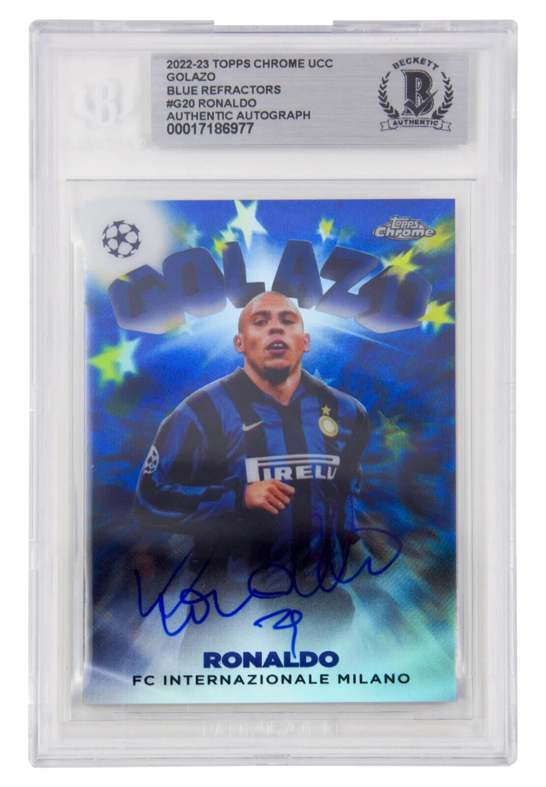 Ronaldo Nazario Signed 2022-23 Topps Chrome UCC Golazo /150 – BGS Authentic