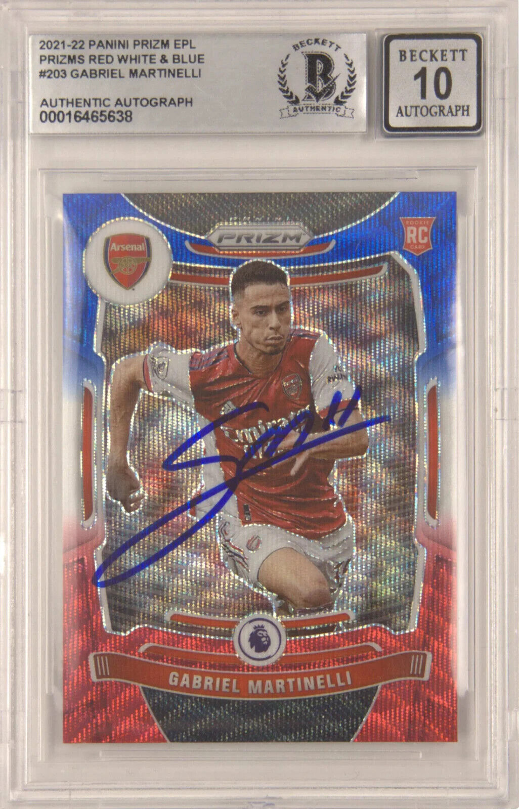 Gabriel Martinelli Signed 2021-22 Panini Prizm EPL Rookie – BGS 10 Autograph