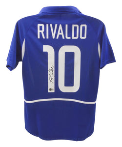 Rivaldo Signed Brazil FC Away Soccer Jersey #10 with Beckett Witness