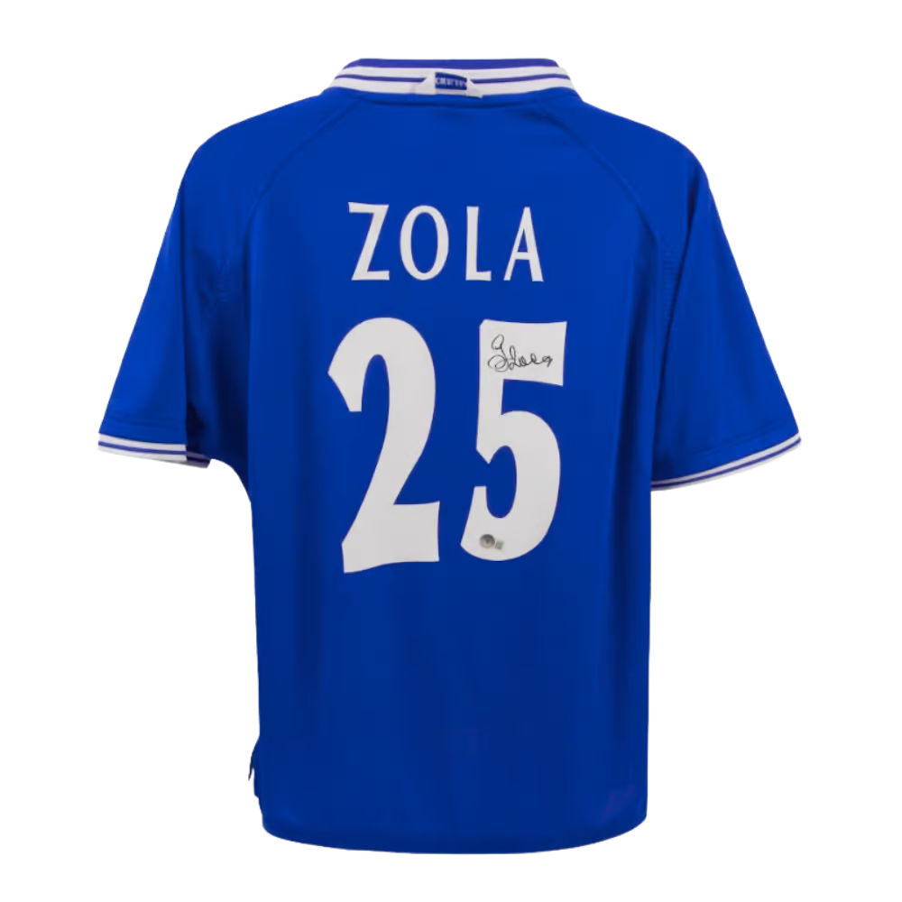 Gianfranco Zola Signed Chelsea Home Soccer Jersey #25 with Beckett COA