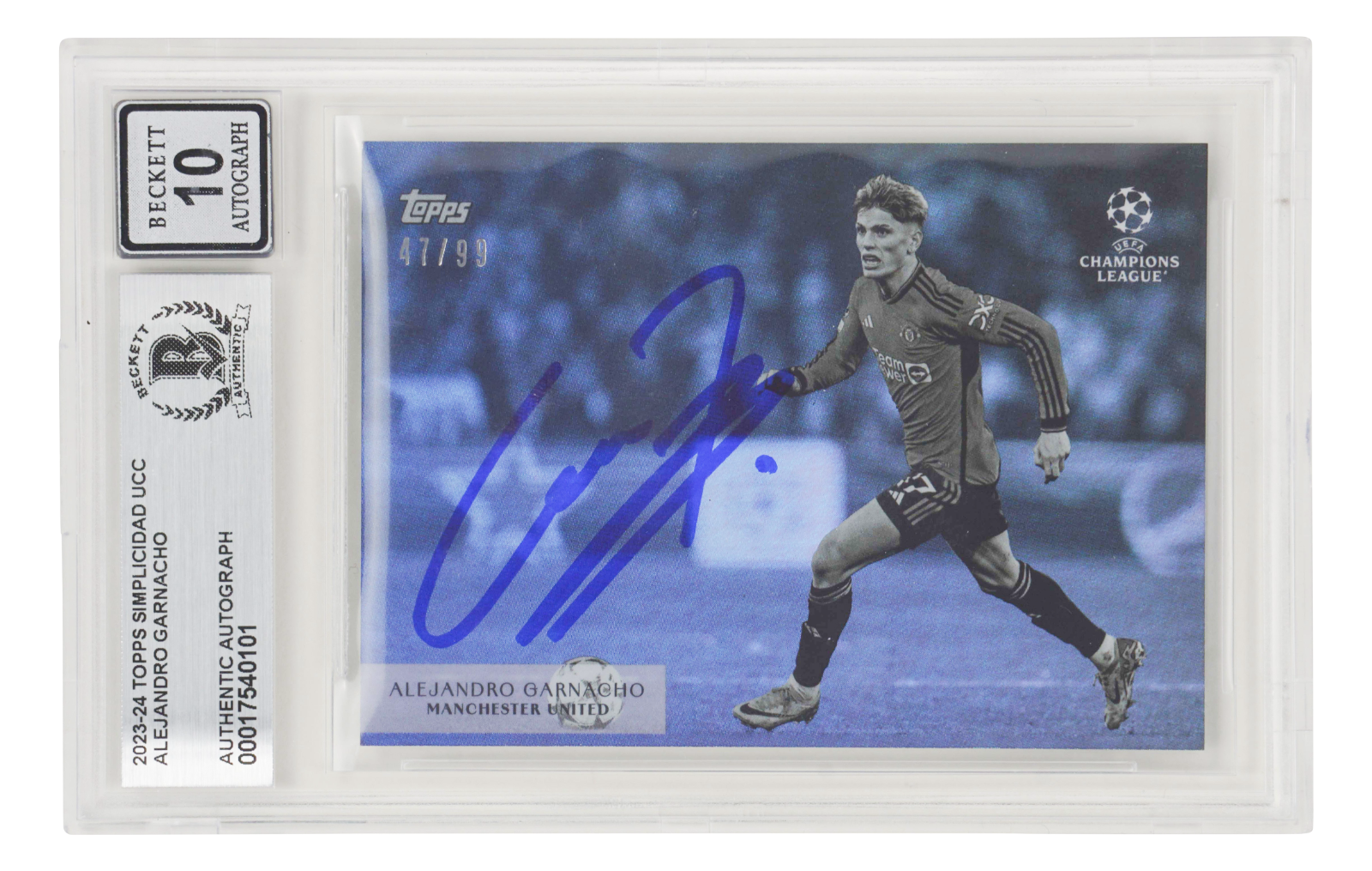 Alejandro Garnacho Signed 2023-24 Topps Simplicidad UCC /99 - BGS Autograph 10