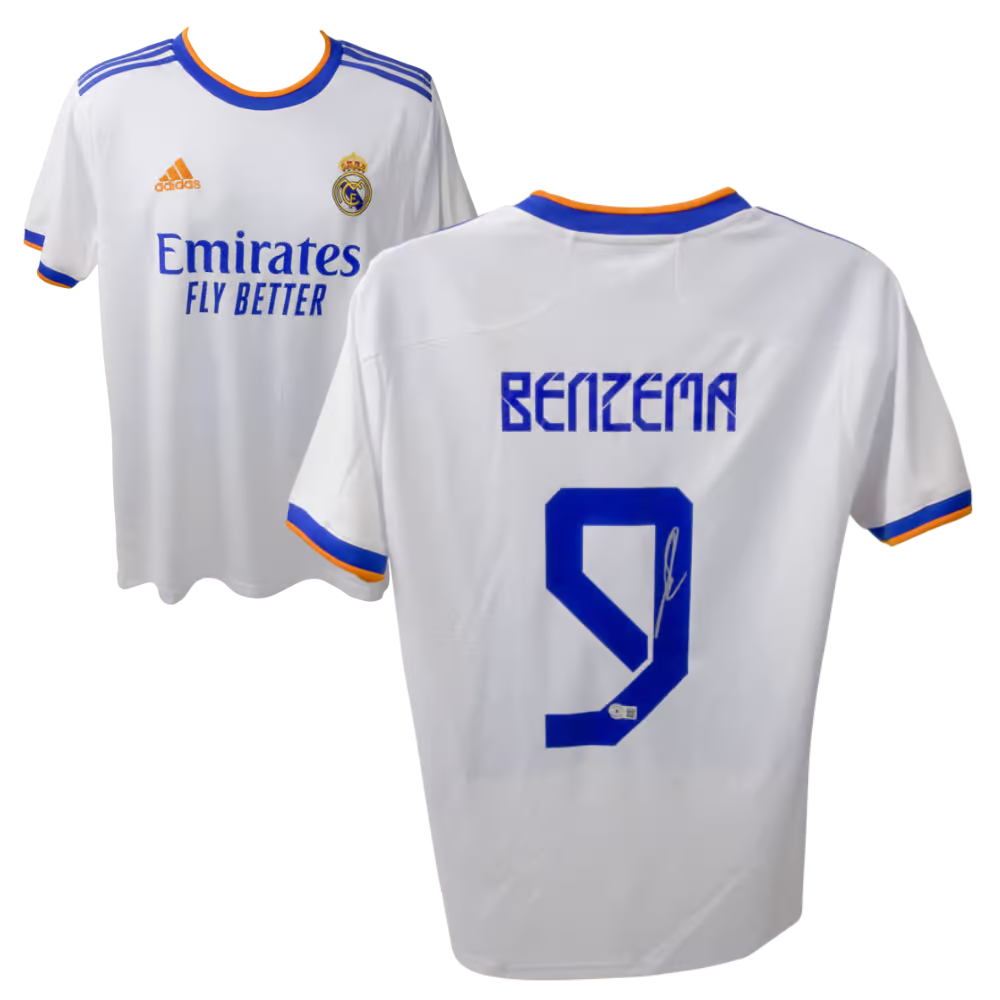 Karim Benzema Signed Real Madrid FC Home Soccer Jersey #9 with Beckett COA