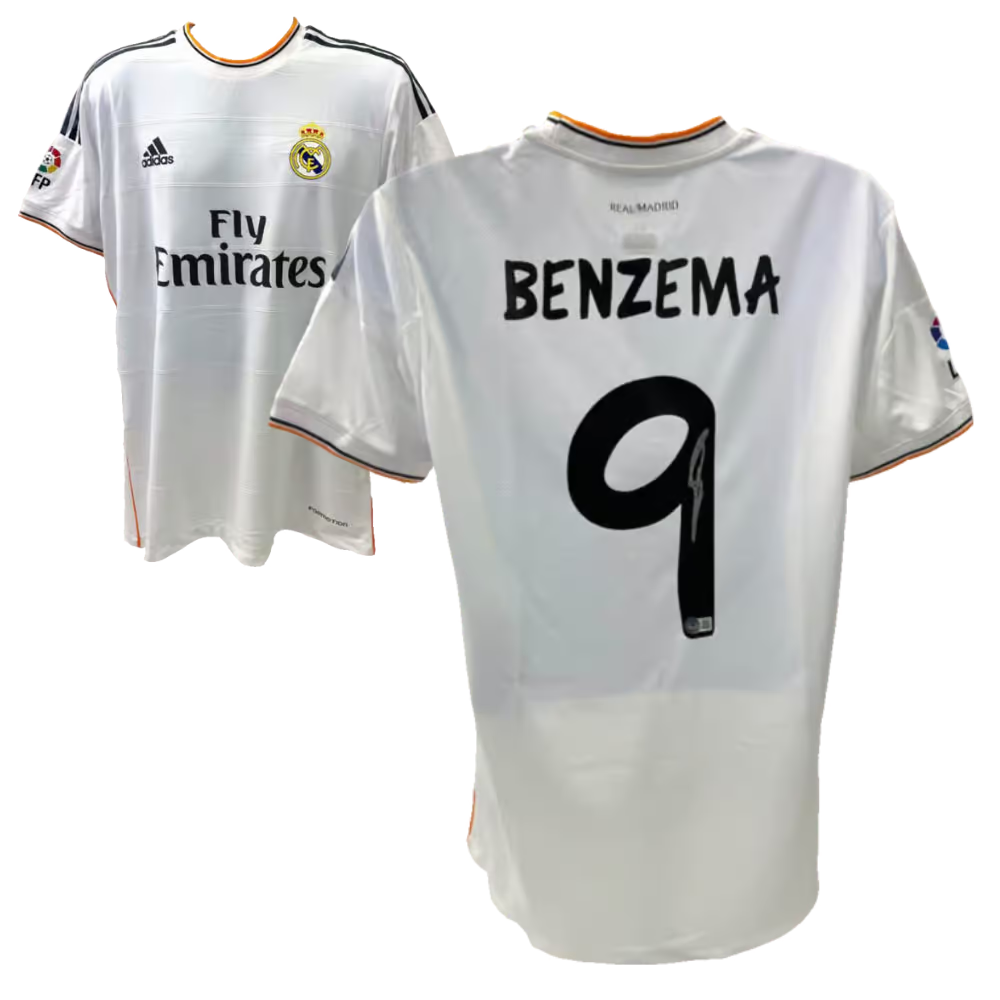 Karim Benzema Signed Real Madrid FC Home Soccer Jersey #9 with Beckett COA