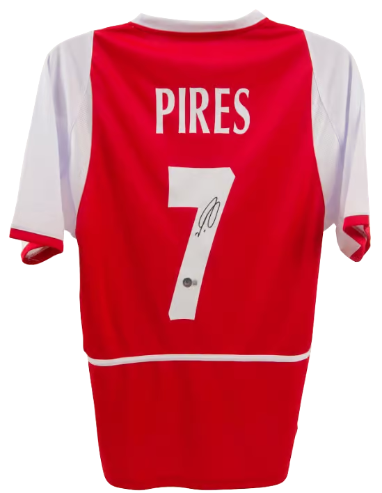 Robert Pires Signed Arsenal FC Home Soccer Jersey #7 with Beckett COA