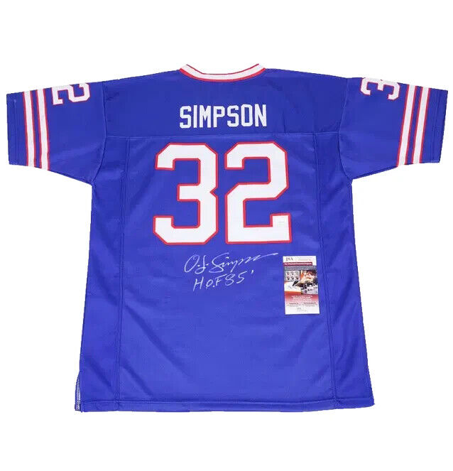 O.J. Simpson Signed Buffalo Bills Football Jersey Inscribed H.O.F 85 with JSA