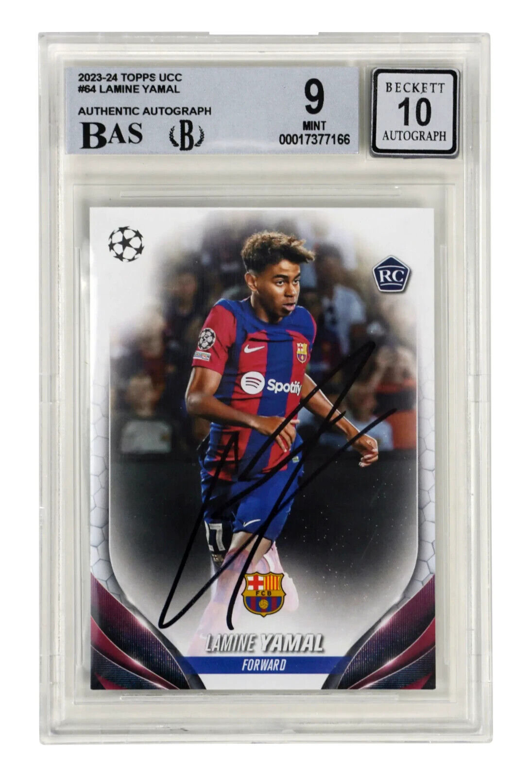 Lamine Yamal Signed 2023-24 Topps UCC Rookie Card – BGS 9 Autograph 10