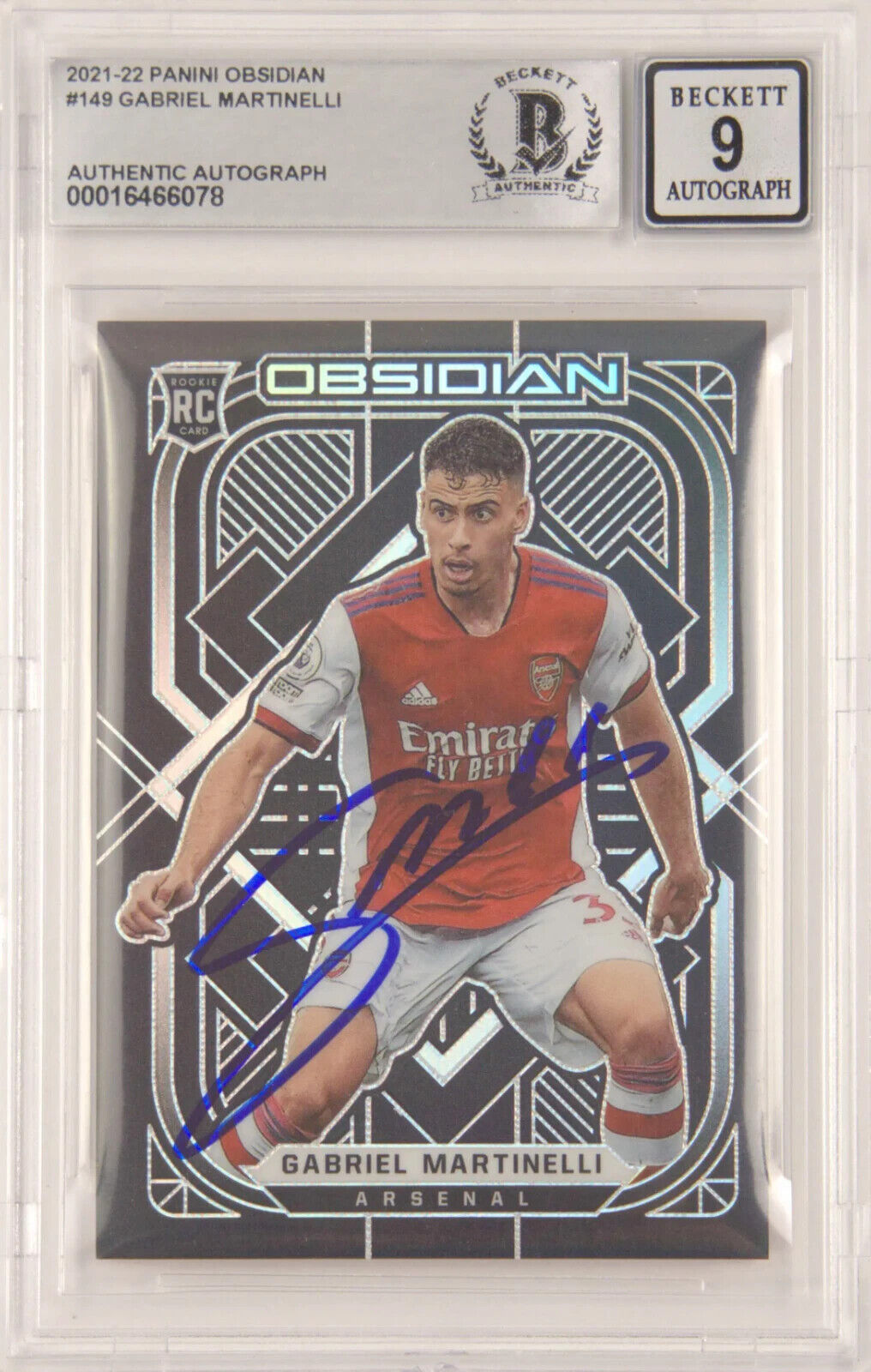 Gabriel Martinelli Signed 2021-22 Panini Obsidian Rookie /105 – BGS 9 Autograph