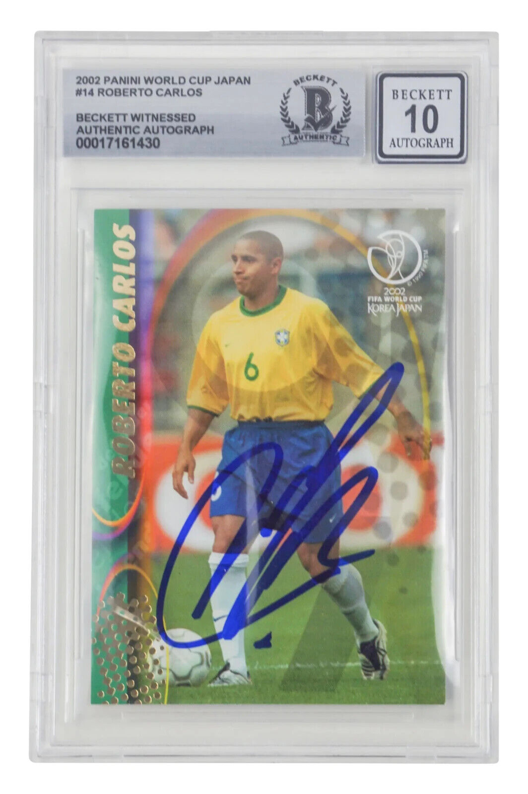 Roberto Carlos Signed 2002 Panini World Cup Japan #14 – BGS 10 Witnessed