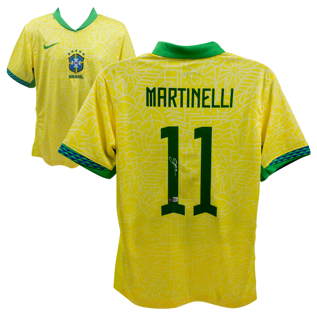 Gabriel Martinelli Signed Brazil FC Home Soccer Jersey #11 with Beckett COA