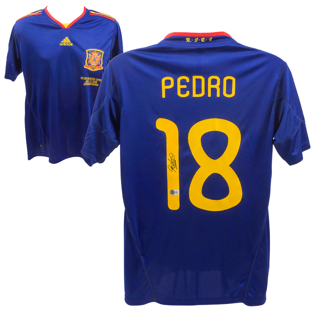 Pedro Signed Spain National Away Soccer Jersey #18 with Beckett COA