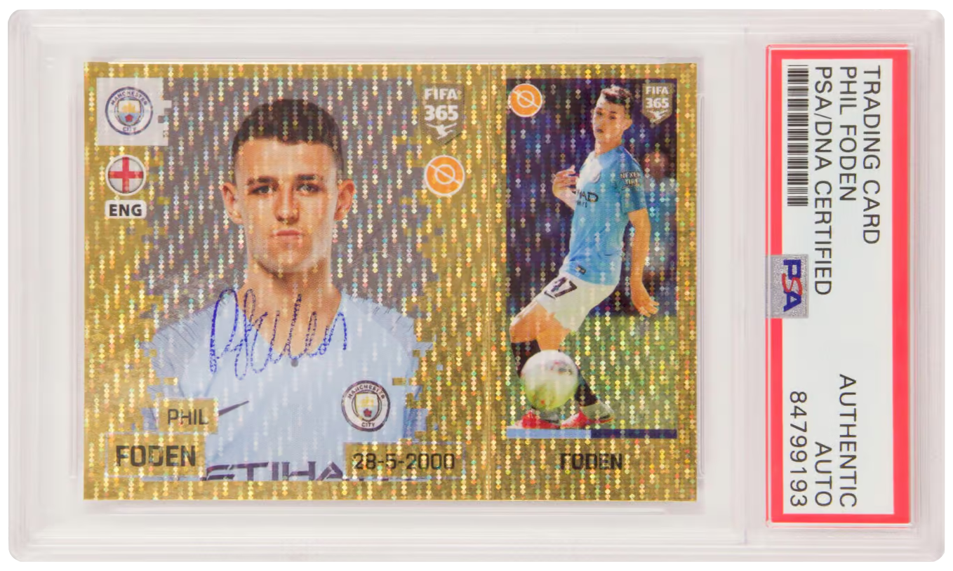 Phil Foden Signed 2018-19 Panini 365 Gold Foil Rookie Sticker – PSA Authentic