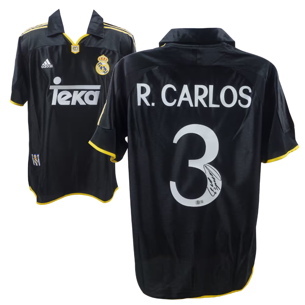 Roberto Carlos Signed Real Madrid FC Away Soccer Jersey #3 with Beckett Witness