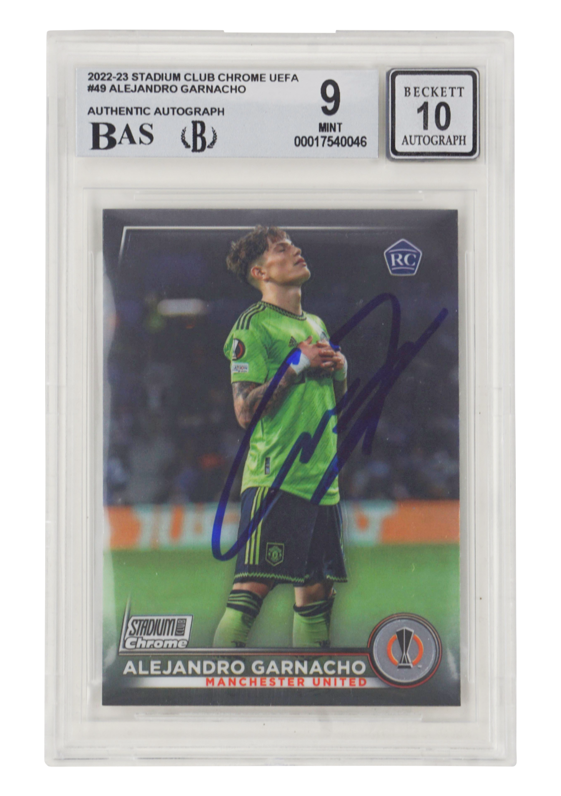 Alejandro Garnacho Signed 2022 Topps Stadium Club Chrome RC - BGS 9 AUTO 10