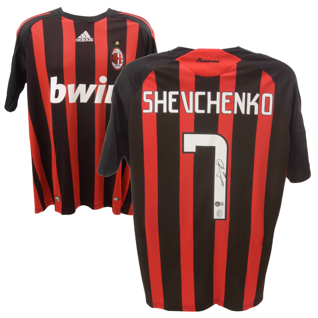 Andriy Shevchenko Signed AC Milan Home Soccer Jersey #7 with Beckett COA