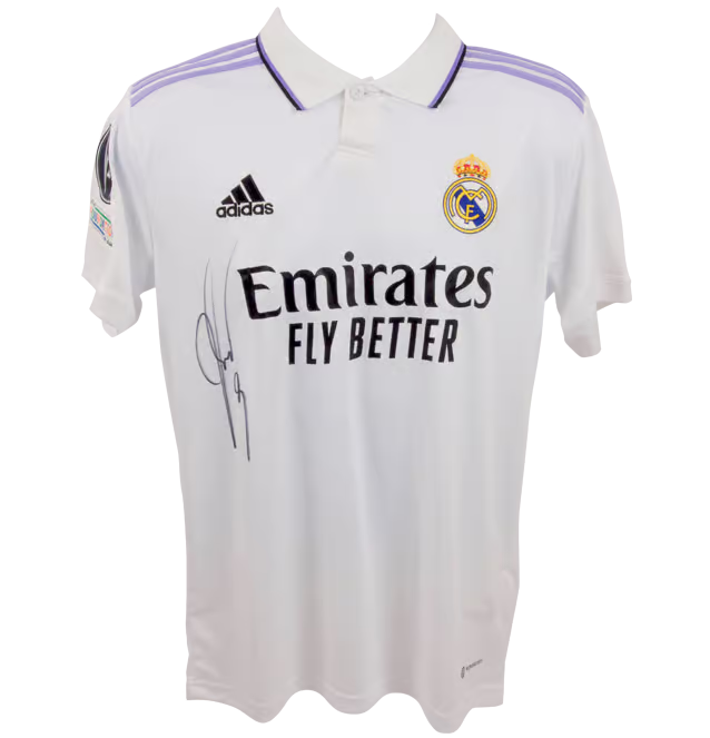 Karim Benzema Front Signed Real Madrid FC Home Soccer Jersey with Beckett COA