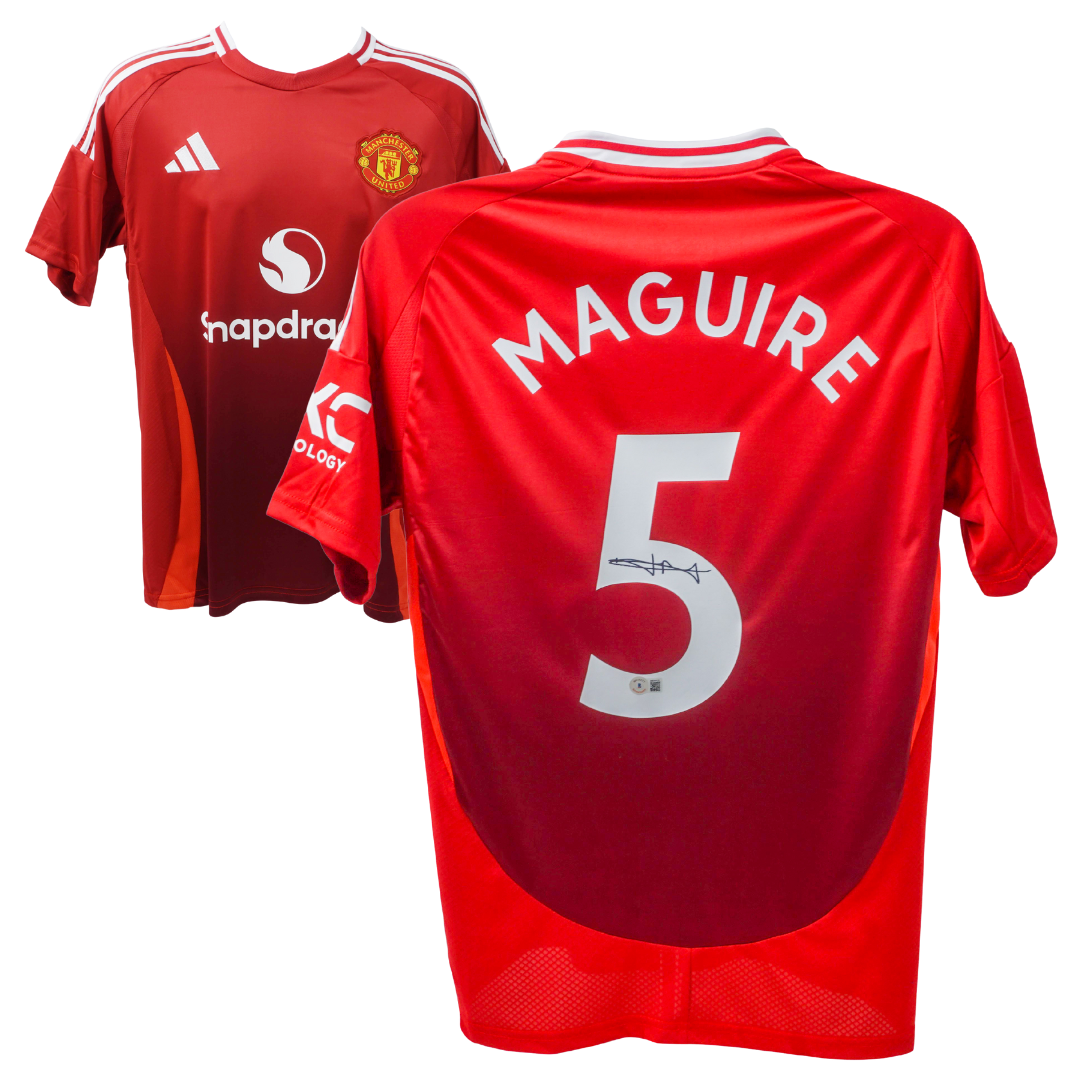 Harry Maguire Signed Manchester United Home Soccer Jersey #5 with Beckett COA