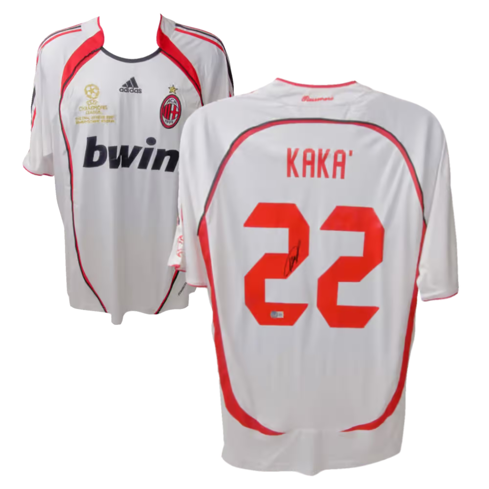 Ricardo Kaka Signed AC Milan Away Soccer Jersey #22 with Beckett Witness