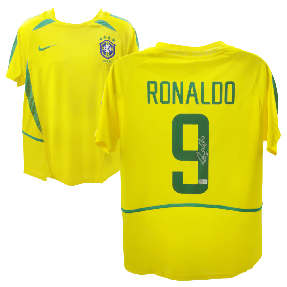 Ronaldo Nazario Signed Brazil FC Home Soccer Jersey #9 with Beckett COA