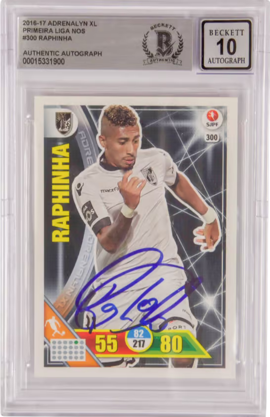 Raphinha Signed 2016-17 Panini Adrenalyn XL Rookie Card – BGS 10 Autograph