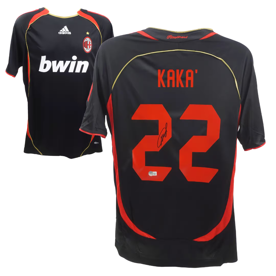 Ricardo Kaka Signed AC Milan Away Soccer Jersey #22 with Beckett Witness