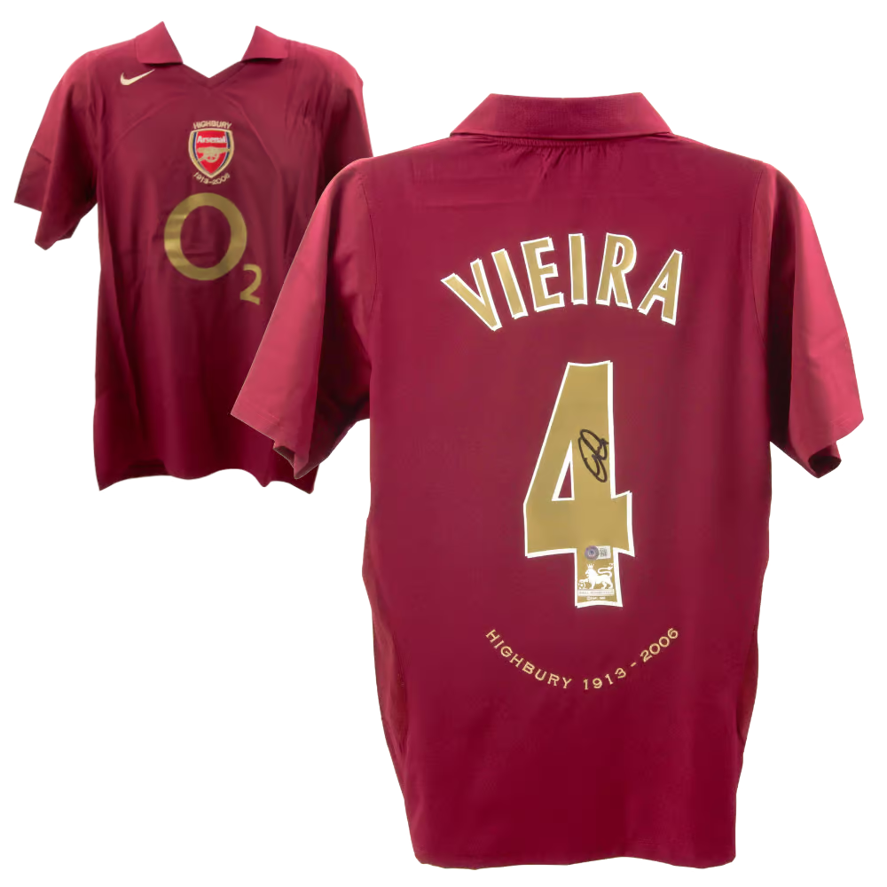 Patrick Vieira Signed Arsenal FC Away Soccer Jersey #4 with Beckett COA