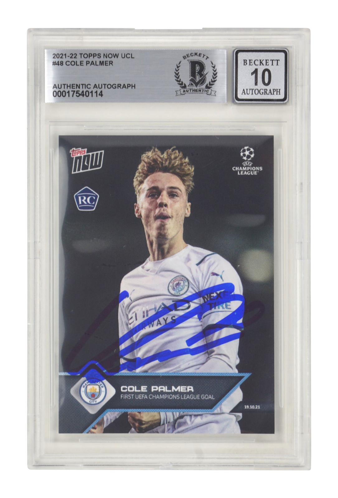 Cole Palmer Signed 2021-22 Topps Now UCL #48 Rookie Card - BGS 10 Autograph