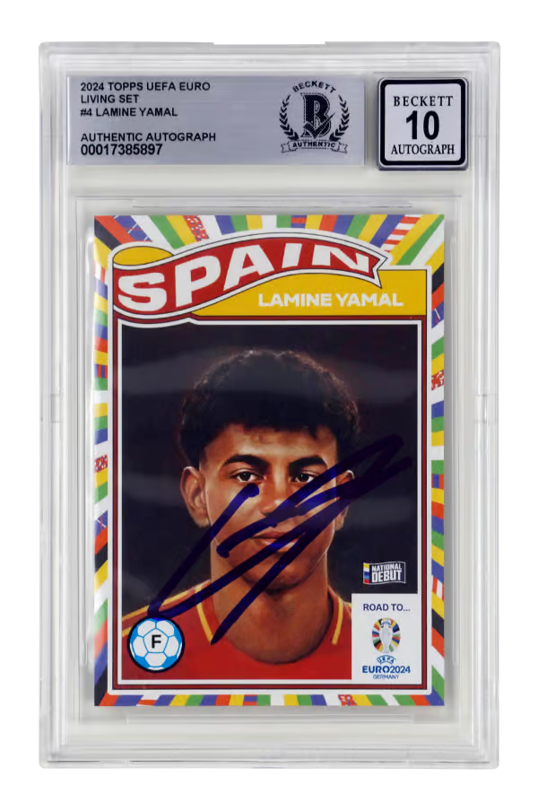 Lamine Yamal Signed 2024 Topps Living Road to EURO Rookie – BGS Autograph 10