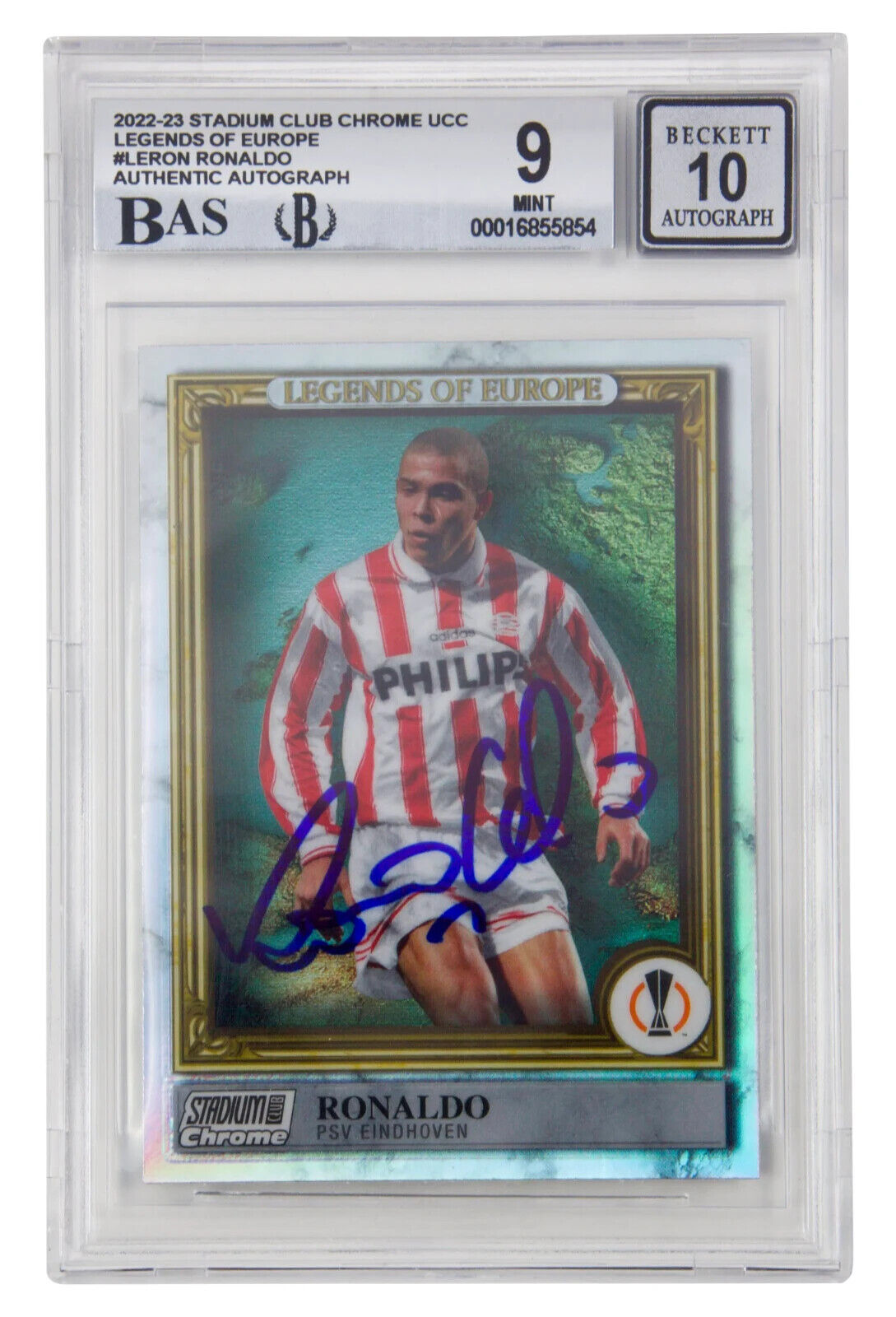 Ronaldo Nazario Signed 2022-23 Topps Stadium Club Chrome – BGS 9 Autograph 10