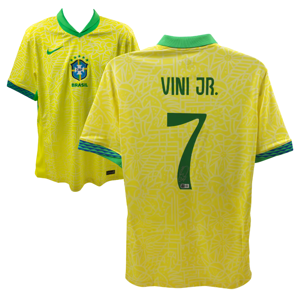 Vinicius Jr Signed Brazil FC Home Soccer Jersey #7 with Beckett COA