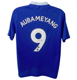 Aubameyang Signed Chelsea FC Home Soccer Jersey #9 with Beckett COA