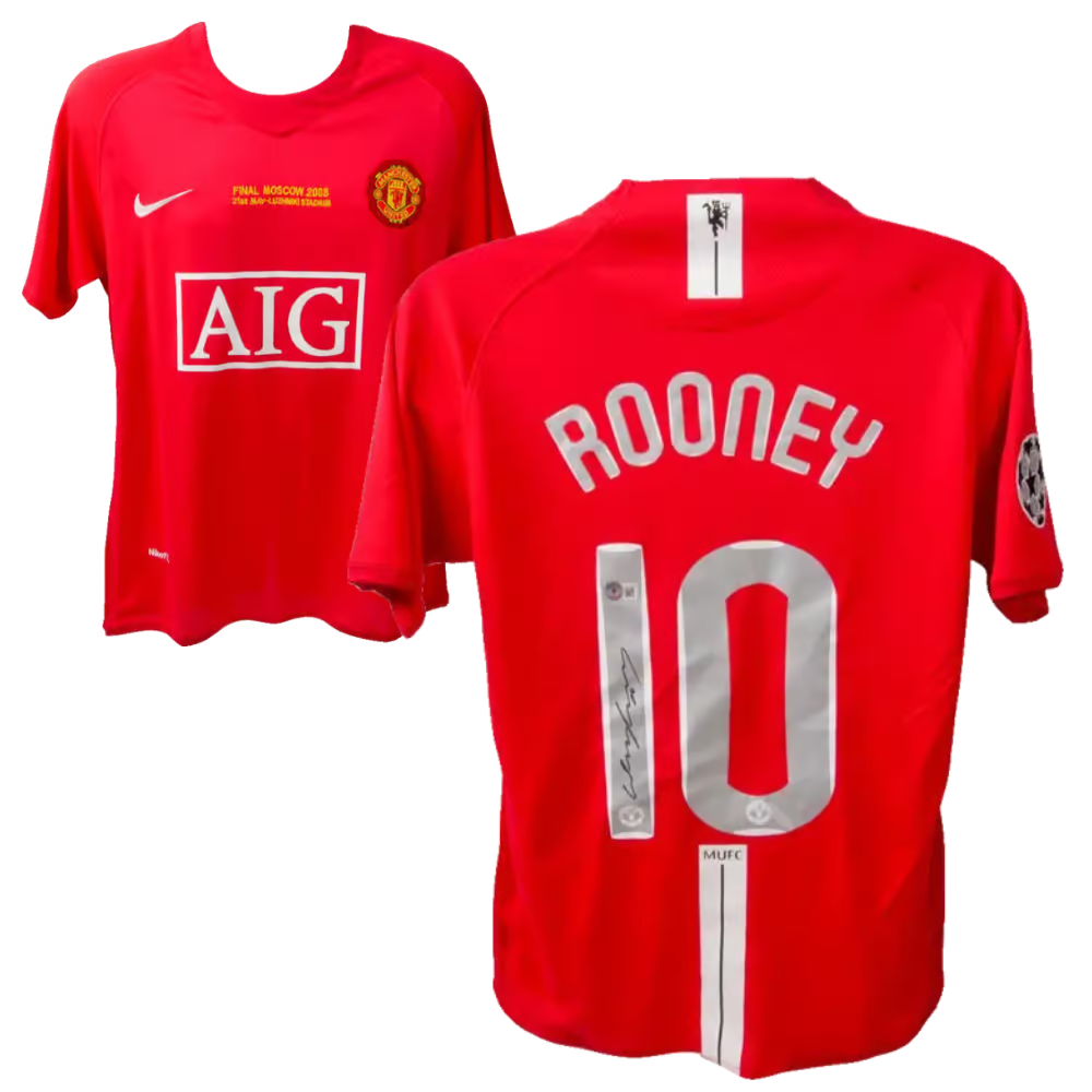 Wayne Rooney Signed Manchester United UCL Final Soccer Jersey with Beckett COA