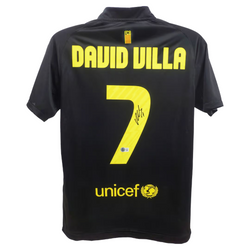 David Villa Signed FC Barcelona Away Soccer Jersey #7 with Beckett Witness