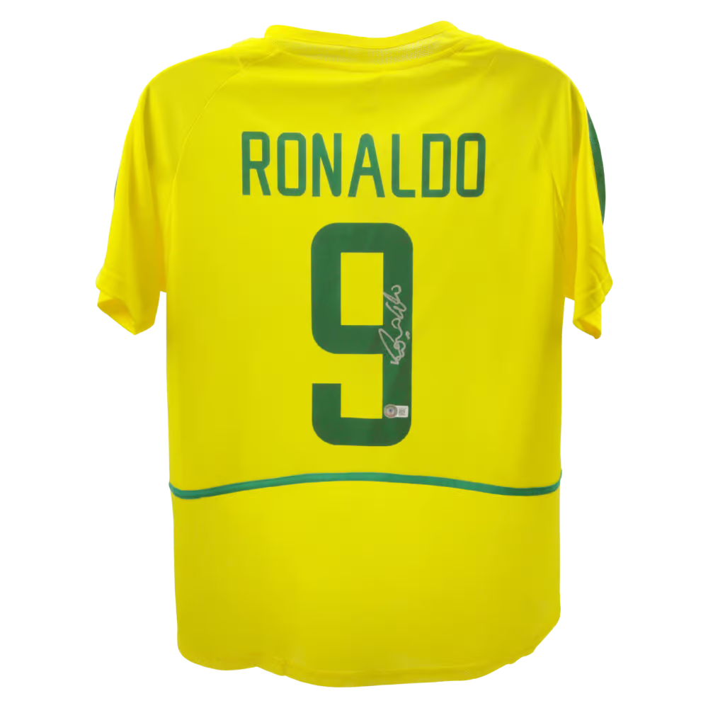 Ronaldo Nazario Signed Brazil FC Home Soccer Jersey #9 with Beckett COA